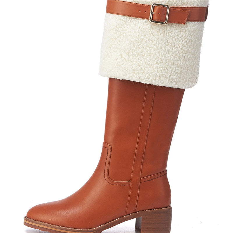 Wool-Trim Convertible Knee-High Boots