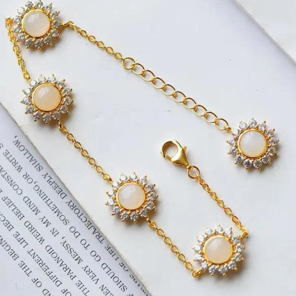Jade Daisy Silver Bracelet
