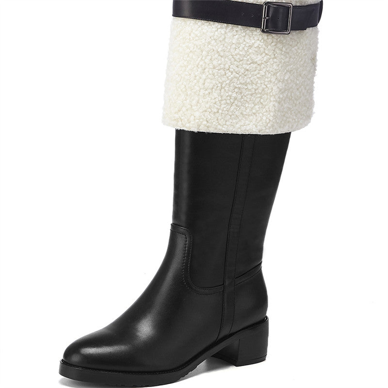 Wool-Trim Convertible Knee-High Boots