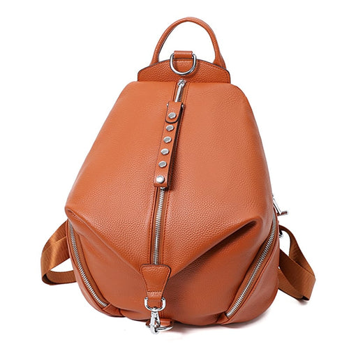 Anti-Theft Leather Backpack