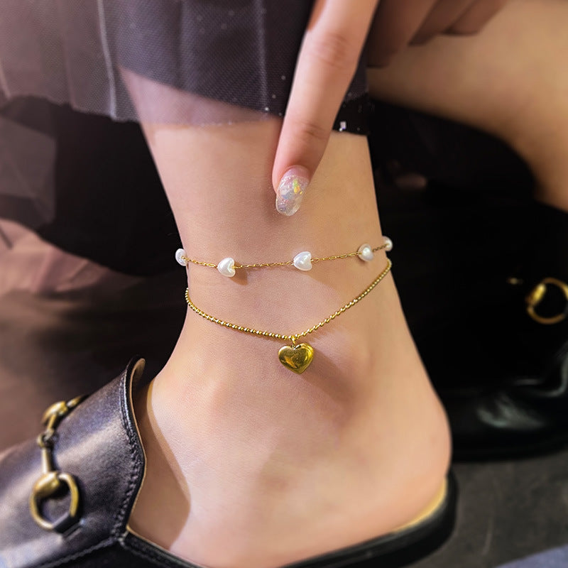 Layered Heart Anklet
