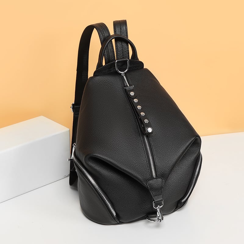 Anti-Theft Leather Backpack