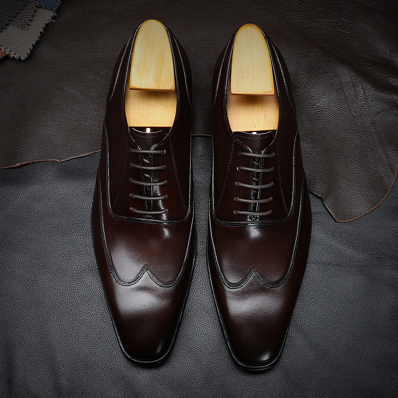 Square-Toe Brogue Shoes