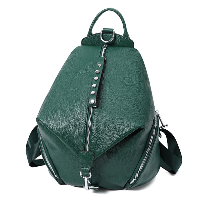Anti-Theft Leather Backpack