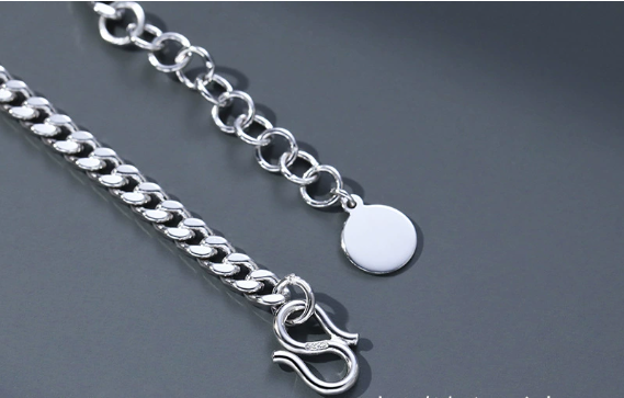 Vintage Thai-style silver bracelet, front view showing textured detailing
