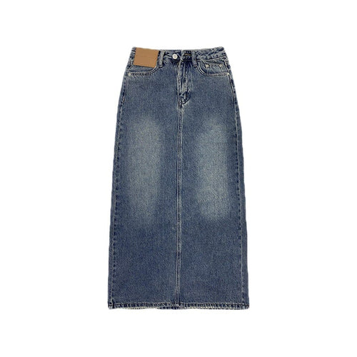Contrast-Pocket Denim Skirt