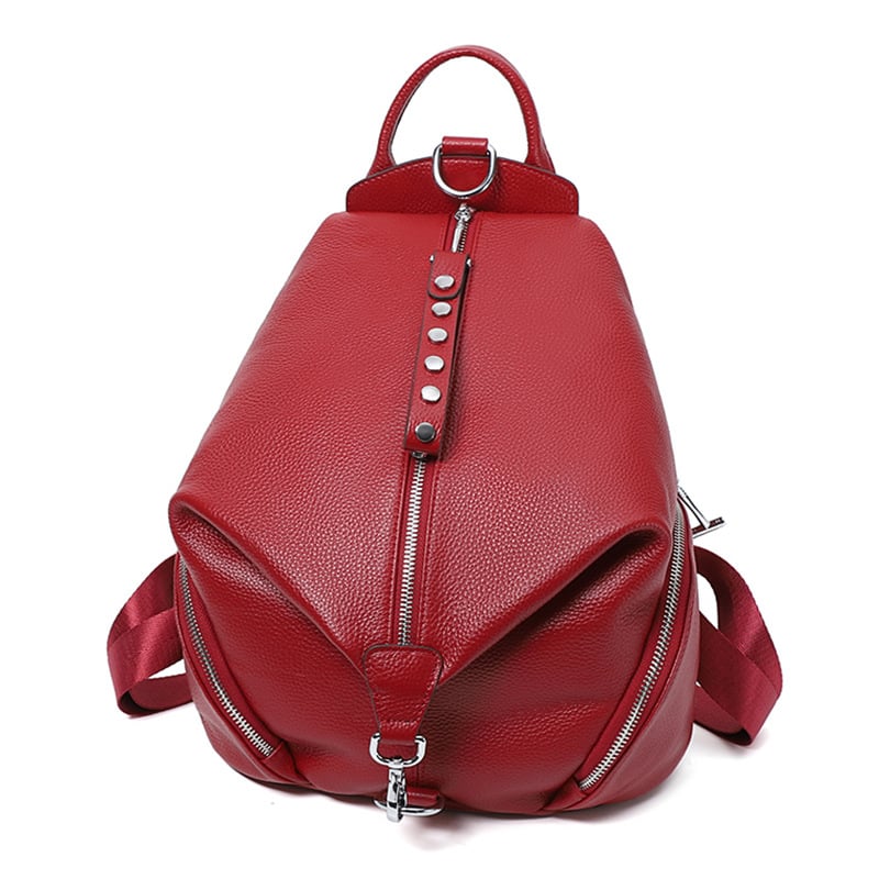 Anti-Theft Leather Backpack