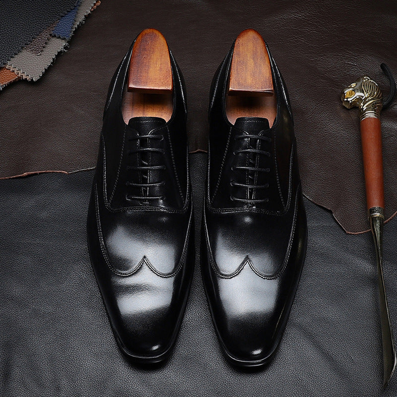 Square-Toe Brogue Shoes